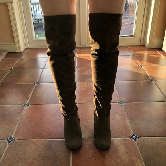 Free People Beige Suede Over-the-Knee Boots Size 7 - Picture 3 of 4